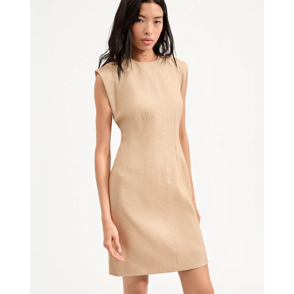 Khaki Melange Rosedale Linen Dress